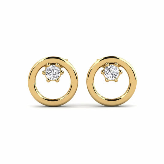 Minimalist Circle Round Diamond Stud Earrings