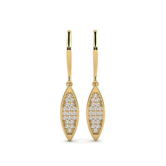 Elegant Diamond Leaf Drop Earrings