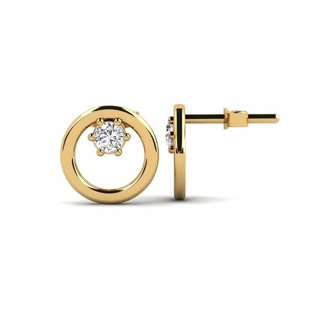 Minimalist Circle Round Diamond Stud Earrings