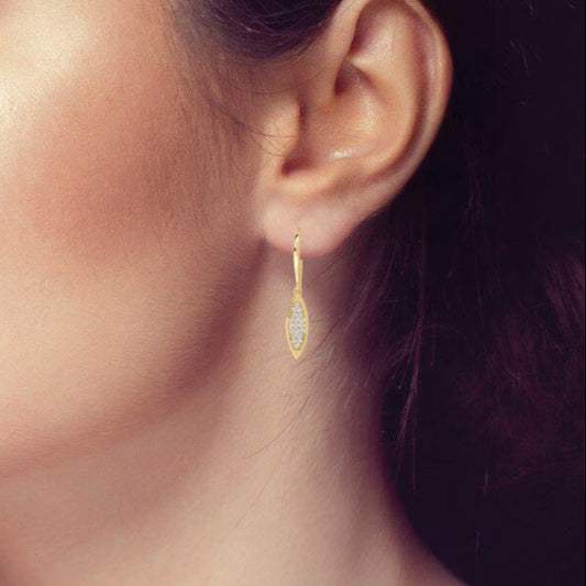 Elegant Diamond Leaf Drop Earrings